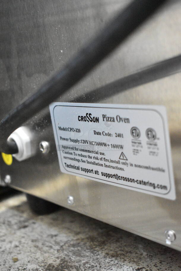 2024 Crosson CPO-320 Stainless Steel Commercial Countertop Electric Powered 2 Deck Pizza Oven w/ Cooking Stones. 120 Volts, 1 Phase. Tested and Working! - Image 7 of 7