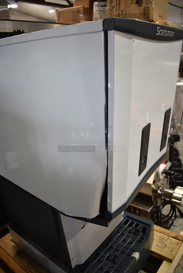 BRAND NEW SCRATCH AND DENT! 2024 Scotsman HID312AB-1A Stainless Steel Commercial Countertop Meridian Ice Machine and Water Dispenser with Push Button Dispensing - 12 lb. Bin Storage. 115 Volts, 1 Phase.  - Image 5 of 7