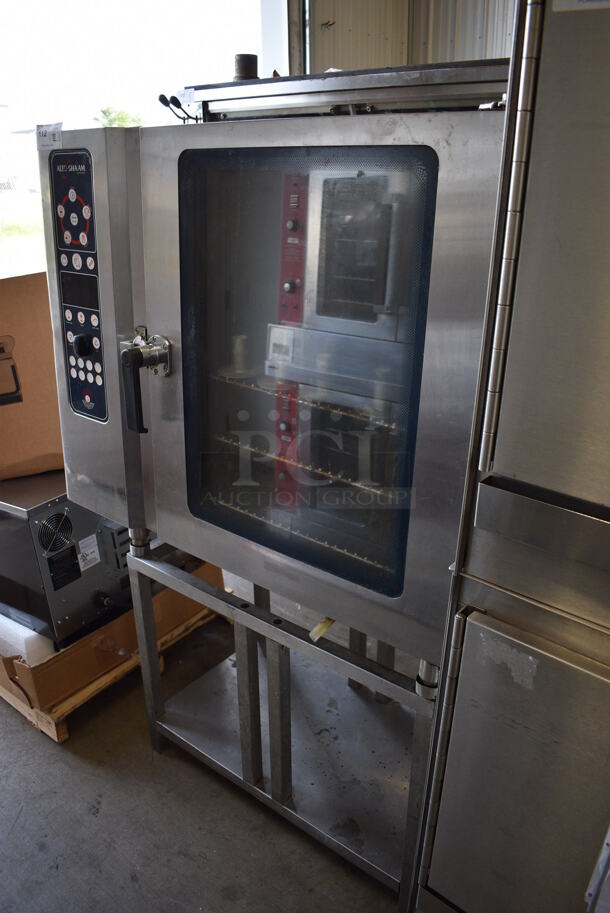 Alto Shaam Model 10.10 MI Stainless Steel Commercial Electric Powered Combitherm Convection Oven w/ View Through Door and Metal Oven Racks on Metal Stand. 208-240 Volts, 3 Phase. 40x30x66 - Image 6 of 8