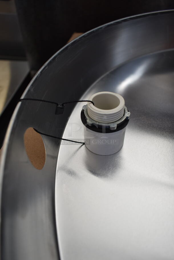BRAND NEW SCRATCH AND DENT! Everflow AWHP22 Aluminum Water Heater Drain Pan with 1 in. - 1-1/2 in. PVC Fitting, 22 in. Diameter Chrome - Image 3 of 5