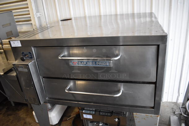Bakers Pride 251 Stainless Steel Commercial Natural Gas Powered Single Deck Pizza Oven w/ Cooking Stone on Metal Legs. 48x46x55 - Image 2 of 8