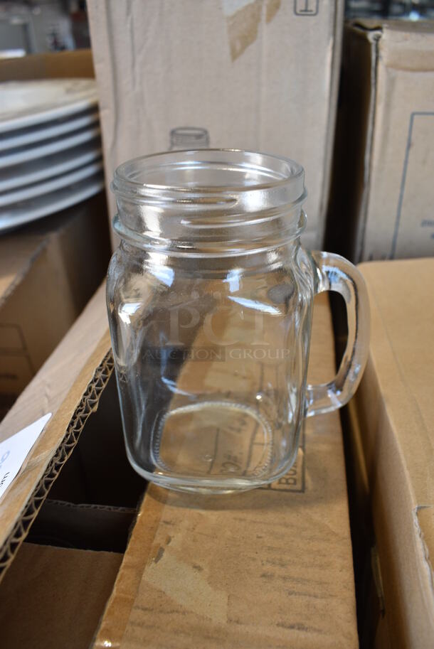 36 BRAND NEW IN BOX! Arcoroc Glass Mason Jars. 4x3x5. 36 Times Your Bid!