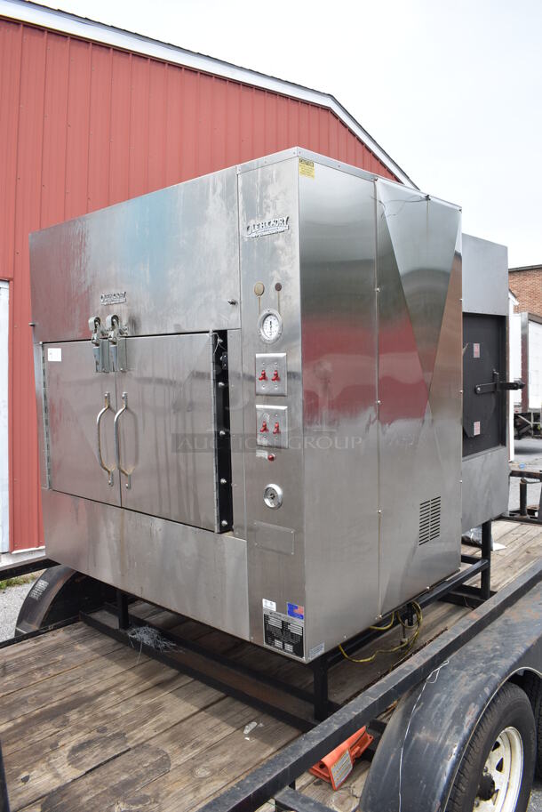 Ole Hickory EL Stainless Steel Commercial Floor Style Propane Gas Powered Rotating Rotisserie Smoker Oven. 65,000 BTU. Unit Will Be Removed From The Trailer Unless The Same Bidder Wins Both Lots 4 and 5. 