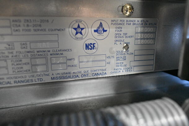 BRAND NEW! 2023 Garland G60-6G24CR Stainless Steel Commercial Floor Style Natural Gas Powered 6 Burner Range w/ Right Side Flat Top Griddle, 2 Ovens, Over Shelf and Back Splash. - Image 12 of 12