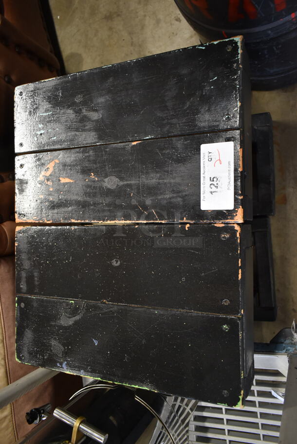 2 Black Wood Pattern End Tables. 2 Times Your Bid! - Image 2 of 3