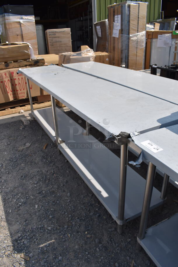 BRAND NEW SCRATCH AND DENT! Regency Stainless Steel 9' Table w/ Undershelf - Image 3 of 4