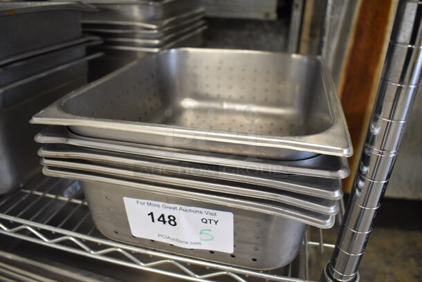 5 Perforated Stainless Steel Half Size Drop In Bins. 1/2x4. 5 Times Your Bid! - Image 3 of 4