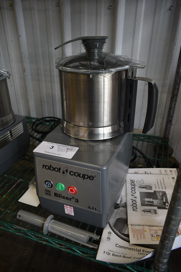 BRAND NEW SCRATCH AND DENT! Robot Coupe Blixer 3 Series D Stainless Steel Commercial Countertop Food Processor w/ Bowl, Lid and S Blade. 120 Volts, 1 Phase. Tested and Working! - Image 2 of 8