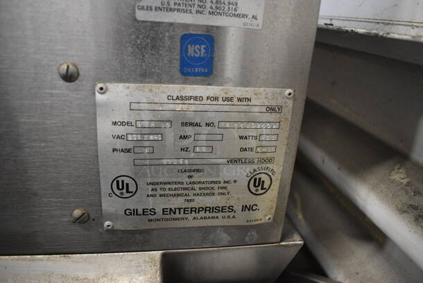 CTX Stainless Steel Commercial Electric Powered Conveyor Pizza Oven w/ Giles Model OVH10 Stainless Steel Commercial Ventless Hood. 208/240 Volts, 1 Phase. 54x28x34 - Image 5 of 8