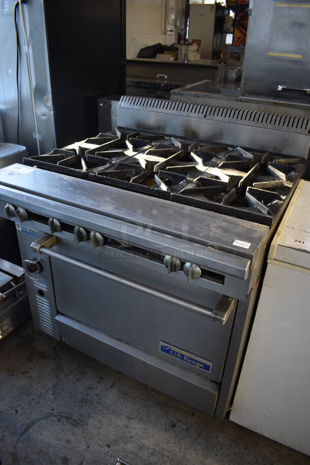 US Range C836-6 Stainless Steel Commercial Natural Gas Powered 6 Burner Range w/ Oven. Missing Burners. 36x39x41 - Image 3 of 9
