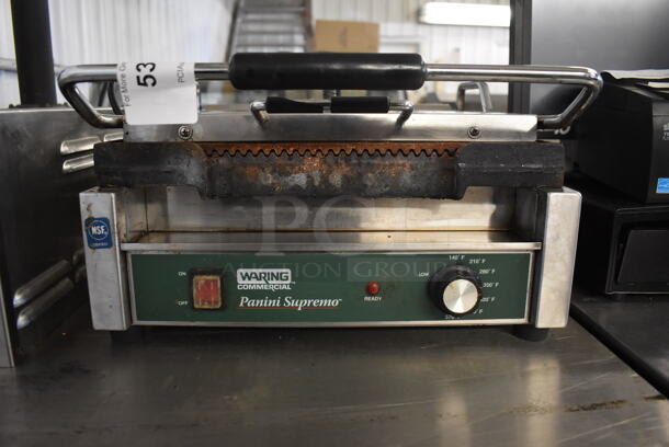 Waring WPG250 Stainless Steel Commercial Countertop Panini Press. 120 Volts, 1 Phase. 19x20x16. Tested and Working! - Image 5 of 7