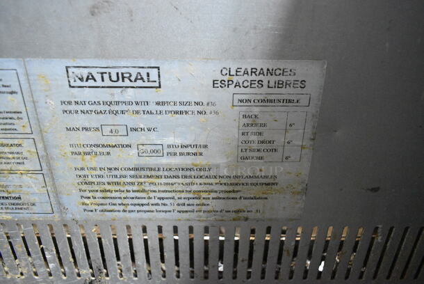 Pantin LT-ECB-16S Stainless Steel Commercial Countertop Natural Gas Powered Griddle Frame. 30,000 BTU.  - Image 4 of 5