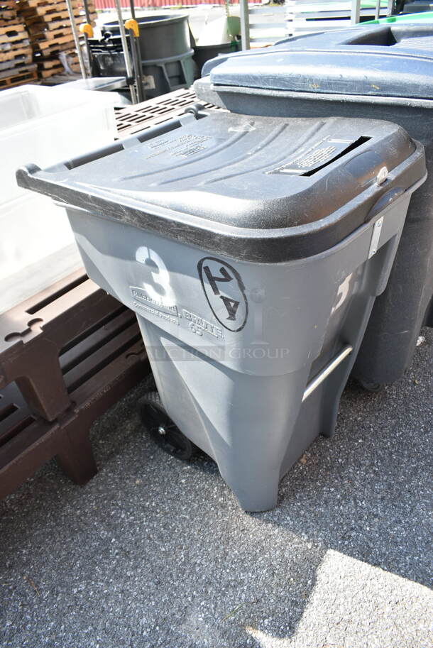 3 Poly Outdoor Trash Cans. 23x33x45, 30x34x46, 26x31x32. 3 Times Your Bid! - Image 2 of 12