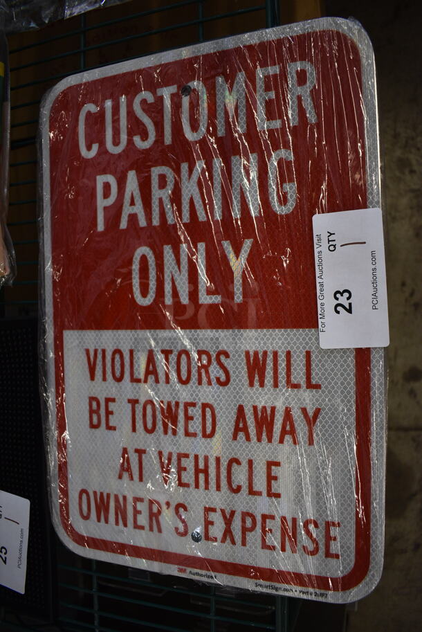 BRAND NEW! Red and White Metal Customer Parking Only Sign. 12x18