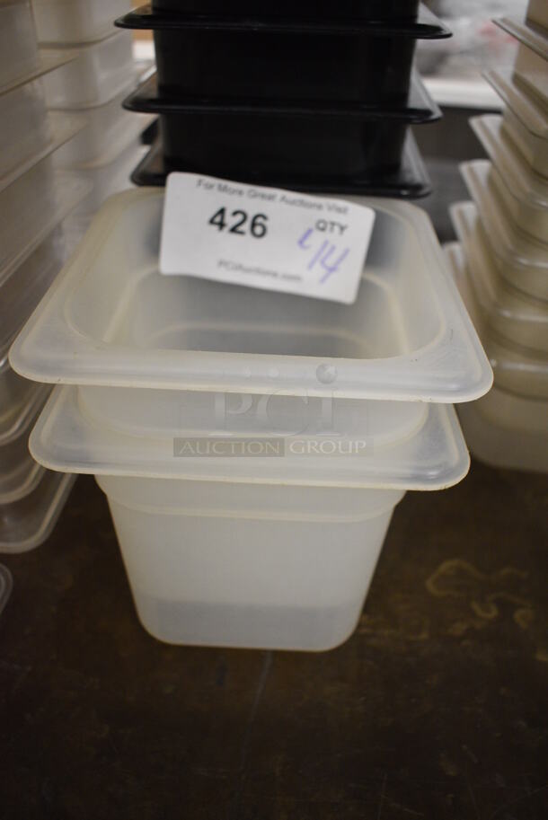 ALL ONE MONEY! Lot of 14 Poly 1/6 Size Drop In Bins; 9 Black and 5 Clear! 1/6x6.  - Image 3 of 3