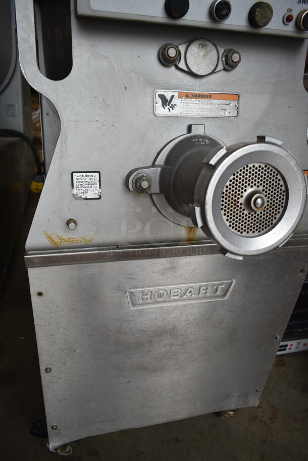 2017 Hobart MG2032 Metal Commercial Floor Style Electric Powered Meat Mixer Grinder w/ Foot Pedal on Commercial Casters. 208 Volts, 3 Phase. Tested and Working! - Image 5 of 9