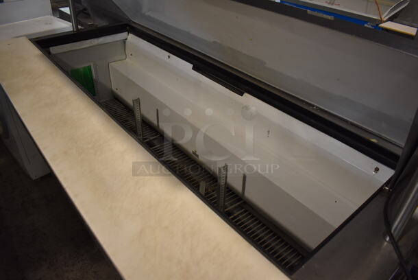 True TSSU-72-30M-B Stainless Steel Commercial Sandwich Salad Prep Table Bain Marie Mega Top w/ Over Shelf on Commercial Casters. 115 Volts, 1 Phase. 72x34x59. Tested and Working! - Image 4 of 9