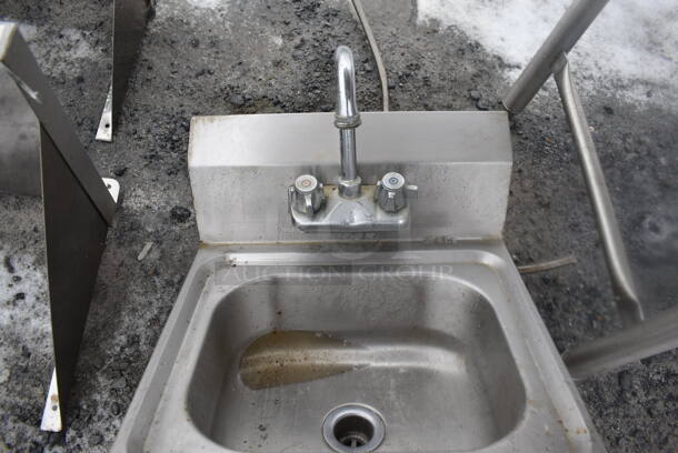 Stainless Steel Single Bay Wall Mount Sink w/ Faucet and Handles. 16x16x19 - Image 3 of 3