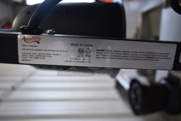 BRAND NEW SCRATCH AND DENT! Avantco 177W62BLK Black 2 Bulb Free Standing Heat Lamp / Food Warmer. 115 Volts, 1 Phase. Tested and Working! - Image 8 of 10
