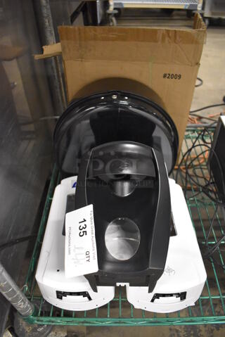 ALL ONE MONEY! Lot of 4 Various Poly Wall Mount Dispensers; 3 Soap and 1 Toilet Paper