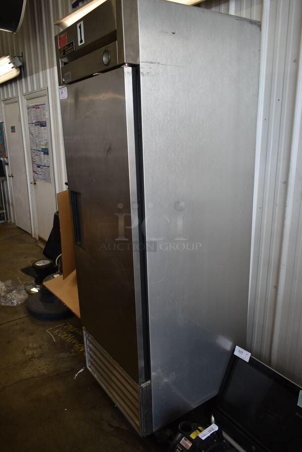 True T-23 Stainless Steel Commercial Single Door Reach in Cooler w/ Poly Coated Racks on Commercial Casters. 115 Volts, 1 Phase.  - Image 2 of 5