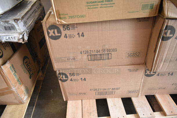 PALLET LOT of 35 BRAND NEW Boxes Including 2 Box 130SERVPIEBK Visions 10" Black Disposable Plastic Pie Server - 72/Case, Vollrath 20369 1/3 Size x 6" D Steam Table / Food Pan, 2 Box 395TO961 EcoChoice 9" x 6" x 3" Compostable Sugarcane / Bagasse 1 Compartment Take-Out Container - 200/Case, 4 Box 36852 XL, 2 Box 128HD12COMBO ChoiceHD 12 oz. Microwavable Translucent Plastic Deli Container and Lid Combo Pack - 240/Case, 612613245HD Choice Half Size Heavy-Duty Foil Steam Pan Deep 2 9/16" Depth - 100/Case. 35 Times Your Bid! - Image 4 of 7