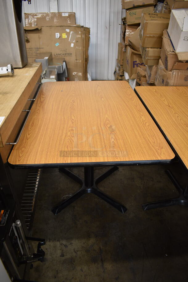 4 BRAND NEW SCRATCH AND DENT! Lancaster Table & Seating Wood Pattern Dining Height Table on Black Metal Table Base. 4 Times Your Bid!  - Image 3 of 5
