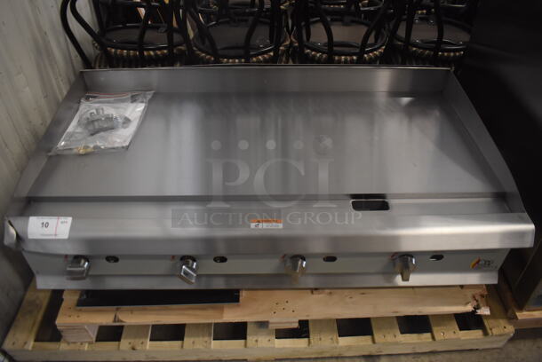 BRAND NEW SCRATCH AND DENT! CPG 48" 351CMCPG48NL Countertop Natural Gas Powered Griddle with Instructions and Regulator. 120,000 BTU - Image 1 of 5