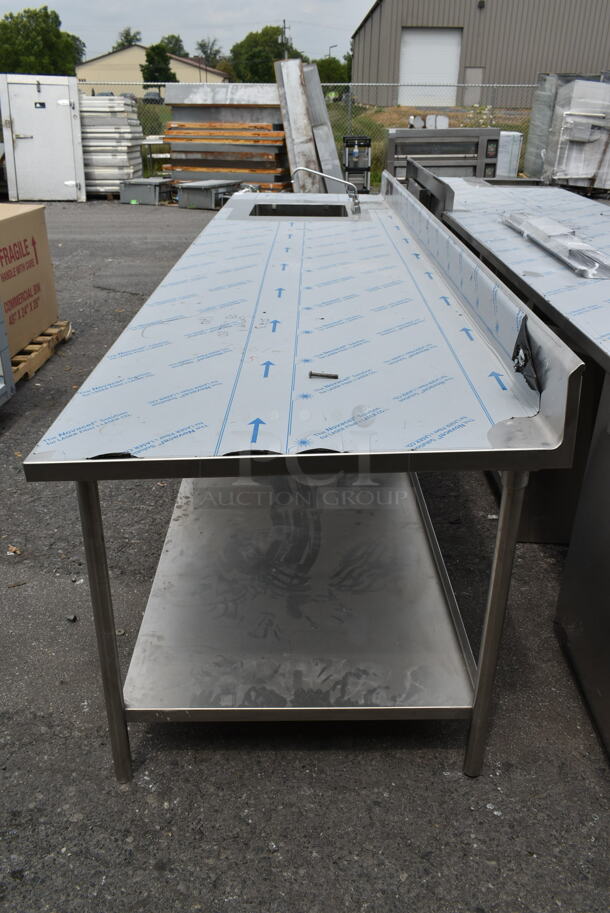 BRAND NEW SCRATCH AND DENT! Stainless Steel Commercial Counter w/ Sink Bay, Faucet, Handles and Under Shelf. - Image 4 of 8