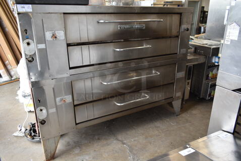 2 Bakers Pride Stainless Steel Commercial Natural Gas Powered Single Deck Pizza Oven. 2 Times Your Bid!