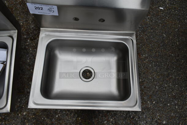 BRAND NEW SCRATCH AND DENT! Regency 600HS17 Stainless Steel Commercial Single Bay Wall Mount Sink w/ Faucet and Wall Mount. - Image 4 of 6