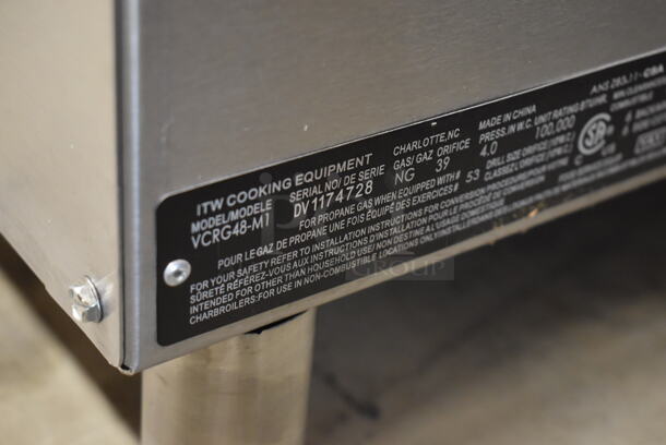 BRAND NEW SCRATCH AND DENT! Vulcan VCRG48-M1 Stainless Steel Commercial Countertop Natural Gas Powered Flat Top Griddle with Manual Controls. 100,000 BTU. 48x28x17. Tested and Working! - Image 7 of 9