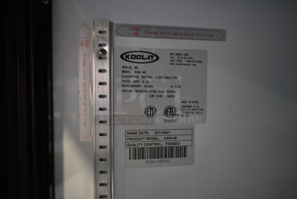 2011 Kool-it KSM-48 Metal Commercial 2 Door Reach In Cooler Merchandiser w/ Poly Coated Racks on Commercial Casters. 115 Volts, 1 Phase. Tested and Working! - Image 7 of 9