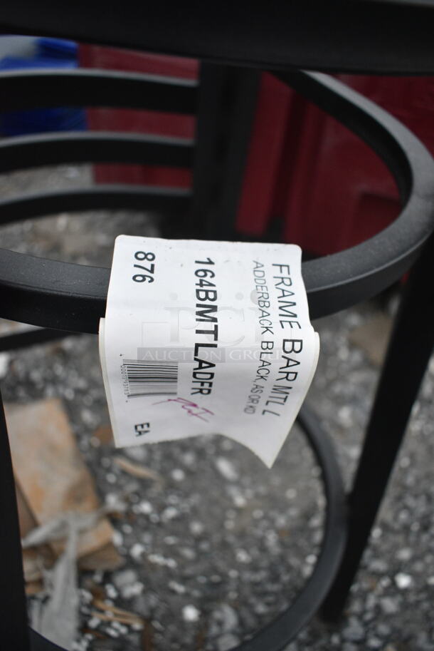 3 BRAND NEW SCRATCH AND DENT! Lancaster Table & Seating Black Metal Bar Height Chair Frame; 1 164BCROSSCFR Cross Back and 2 164BMTLADFR Ladder Back. 3 Times Your Bid!  - Image 8 of 8