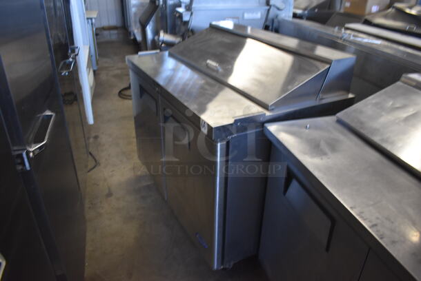 2017 Atosa MSF8302GR Stainless Steel Commercial Sandwich Salad Prep Table Bain Marie Mega Top on Commercial Casters. 115 Volts, 1 Phase. Tested and Powers On But Does Not Get Cold - Image 3 of 7