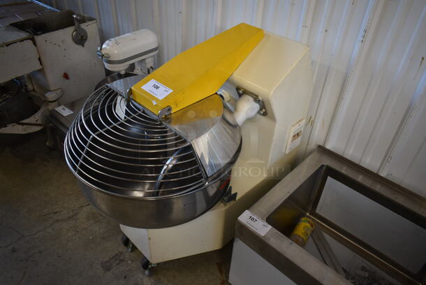 Powermix FC35D Metal Commercial Floor Style Spiral Dough Mixer w/ Stainless Steel Mixing Bowl and Bowl Guard on Commercial Casters. 220 Volts, 3 Phase.  - Image 3 of 7