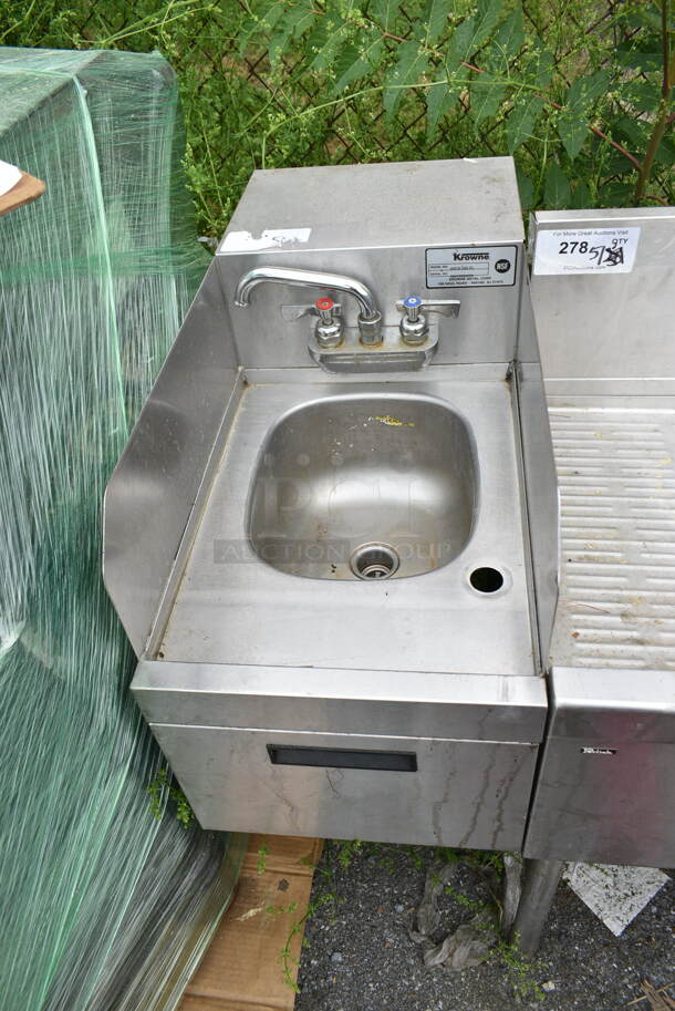 Krowne KR18-14S-FL Stainless Steel Commercial Single Bay Sink and Stainless Steel Drain Board. w/ Faucet and Handles.  - Image 3 of 5