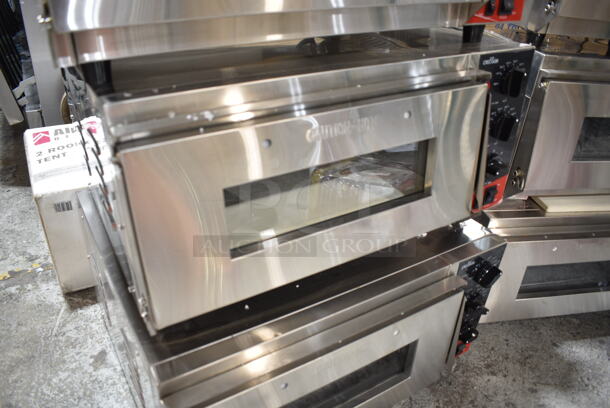 BRAND NEW SCRATCH AND DENT! 2023 Crosson CPO-160 Stainless Steel Commercial Countertop Electric Powered Pizza Oven w/ Cooking Stone. 120 Volts, 1 Phase. Tested and Working! - Image 3 of 7