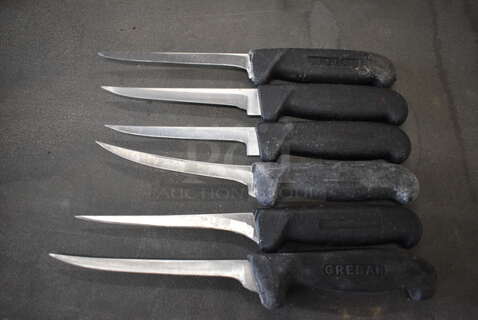 6 Sharpened Stainless Steel Fillet Knives. Includes 10". 6 Times Your Bid!