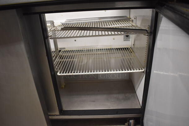 2012 True TSSU-48-18M-B Stainless Steel Commercial Sandwich Salad Prep Table Bain Marie Mega Top w/ 2 Tier Over Shelf on Commercial Casters. 115 Volts, 1 Phase. 48x36x69. Tested and Working! - Image 9 of 9