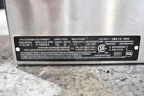 BRAND NEW SCRATCH AND DENT! Vulcan VCRG48-11 Stainless Steel Commercial Countertop Natural Gas 48" Countertop Griddle with Manual Controls. 100,000 BTU - Image 5 of 5