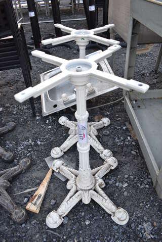 2 White Metal Table Bases. 21x21x28. 2 Times Your Bid! 
