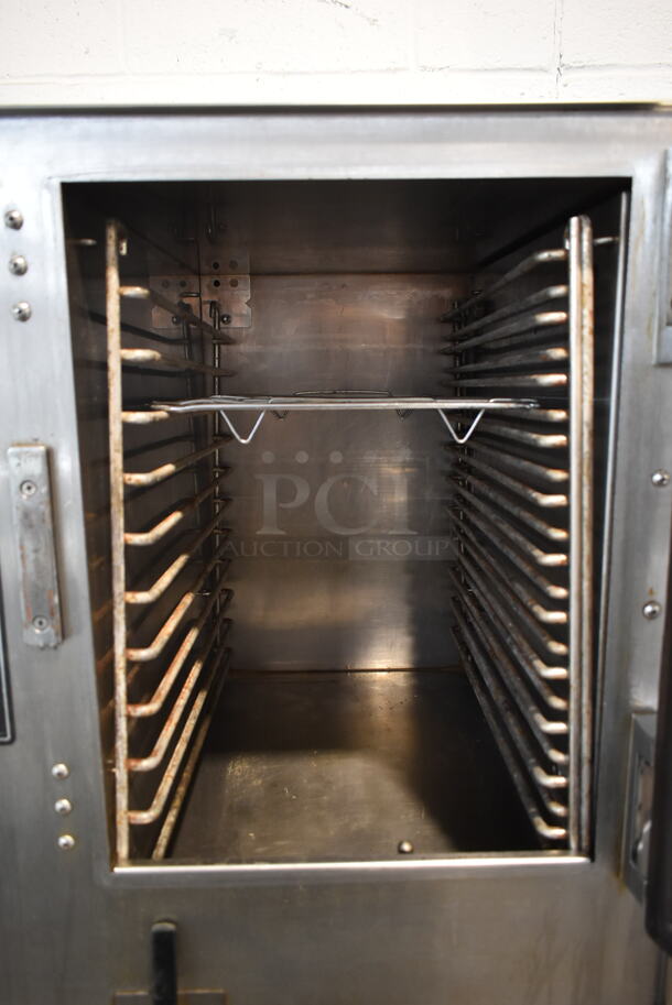 2014 AccuTemp E62083D10000200 Stainless Steel Commercial Electric Powered Single Deck Steam Cabinet on Stand w/ Commercial Casters. 208 Volts, 3 Phase.  - Image 5 of 7