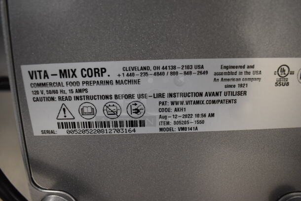 BRAND NEW! 2022 Vitamix VM0141A 5205 XL 4.2 hp Variable Speed Blender with 1.5 Gallon Container. 120 Volts, 1 Phase. 8x19x21. Tested and Working! - Image 9 of 9