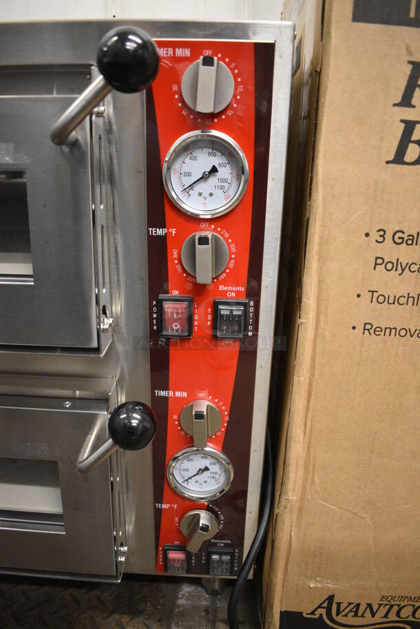 BRAND NEW! Avantco Model 177DPO18DD Stainless Steel Commercial Countertop Double Deck Pizza Oven w/ Stones. 240 Volts, 1 Phase. 28x22x26.5 - Image 2 of 8