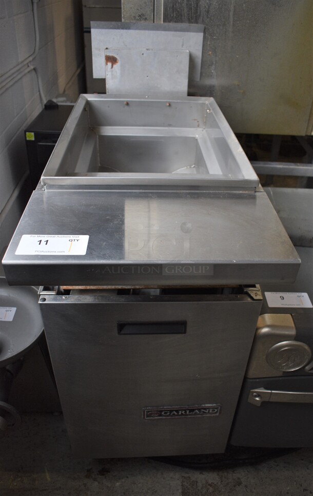 Garland Model M35SS Stainless Steel Commercial Floor Style Natural Gas Powered Deep Fat Fryer. 110,000 BTU. 17x38x43.5
