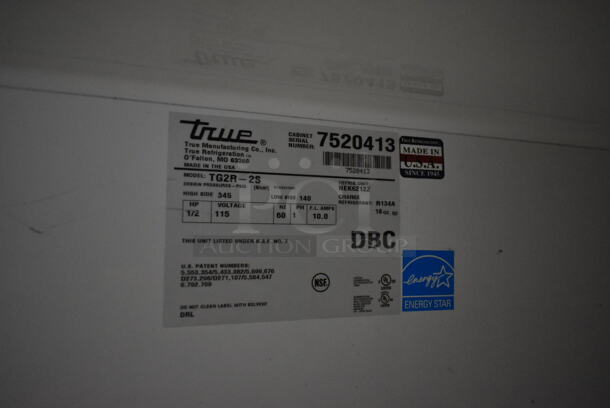 2013 True TG2R-2S ENERGY STAR Stainless Steel Commercial 2 Door Reach In Cooler w/ Poly Coated Racks on Commercial Casters. 115 Volts, 1 Phase. Tested and Working! - Image 7 of 8
