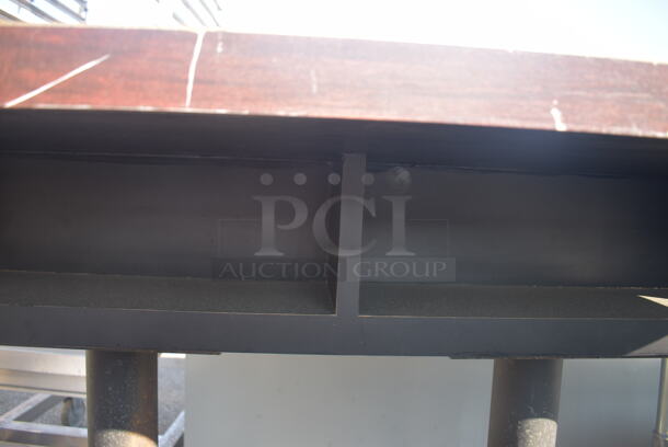 Table With Open Front And Wood Style Top On Two Steel Legs With Base. - Image 5 of 5