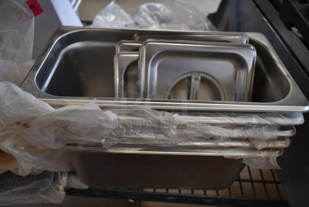 ALL ONE MONEY! Lot of BRAND NEW SCRATCH AND DENT! Items Including 267010005 Choice Windsor 7" 18/0 Stainless Steel Dinner Fork, 267010008 Choice Windsor 8 3/8" Stainless Steel Dinner Knife - 12/Case, 4 407STRNFS3 Choice 8" x 3" Stainless Steel Fine Mesh Strainer, 3227DAYRKIT Noble Products 1" Removable Day of the Week Label Rolls, Five 4070369 Choice 1/3 Size 6" Deep 24 Gauge Anti-Jam Stainless Steel Steam Table / Hotel Pan, Four 4070160 Choice 1/6 Size Stainless Steel Solid Steam Table / Hotel Pan Cover, 176FROTHP33 Choice 33 oz. Polished Stainless Steel Frothing Pitcher, 69332880 Dexter-Russell 12" Round Regular Cut Knife Sharpening Steel with Black Plastic Handle 30505, 407CPAN122A Choice 12" x 2" Round Straight-Sided Aluminum Cake Pan, Six 373CHLORVIAL Noble Chemical CM-240 Chlorine Test Strips 10-200 ppm - 100 Count Vial, Two 723BMATBK Choice 12" x 18" Black Bar Mat, 407MATSILF Choice 16 1/2" x 24 1/2" Full Size Silicone Non-Stick Baking Mat. - Image 5 of 10