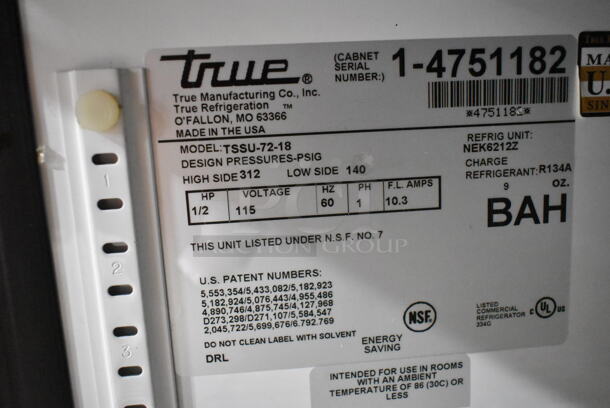 True TSSU-72-18 Stainless Steel Commercial Sandwich Salad Prep Table Bain Marie Mega Top on Commercial Casters. 115 Volts, 1 Phase. Tested and Working! - Image 8 of 8